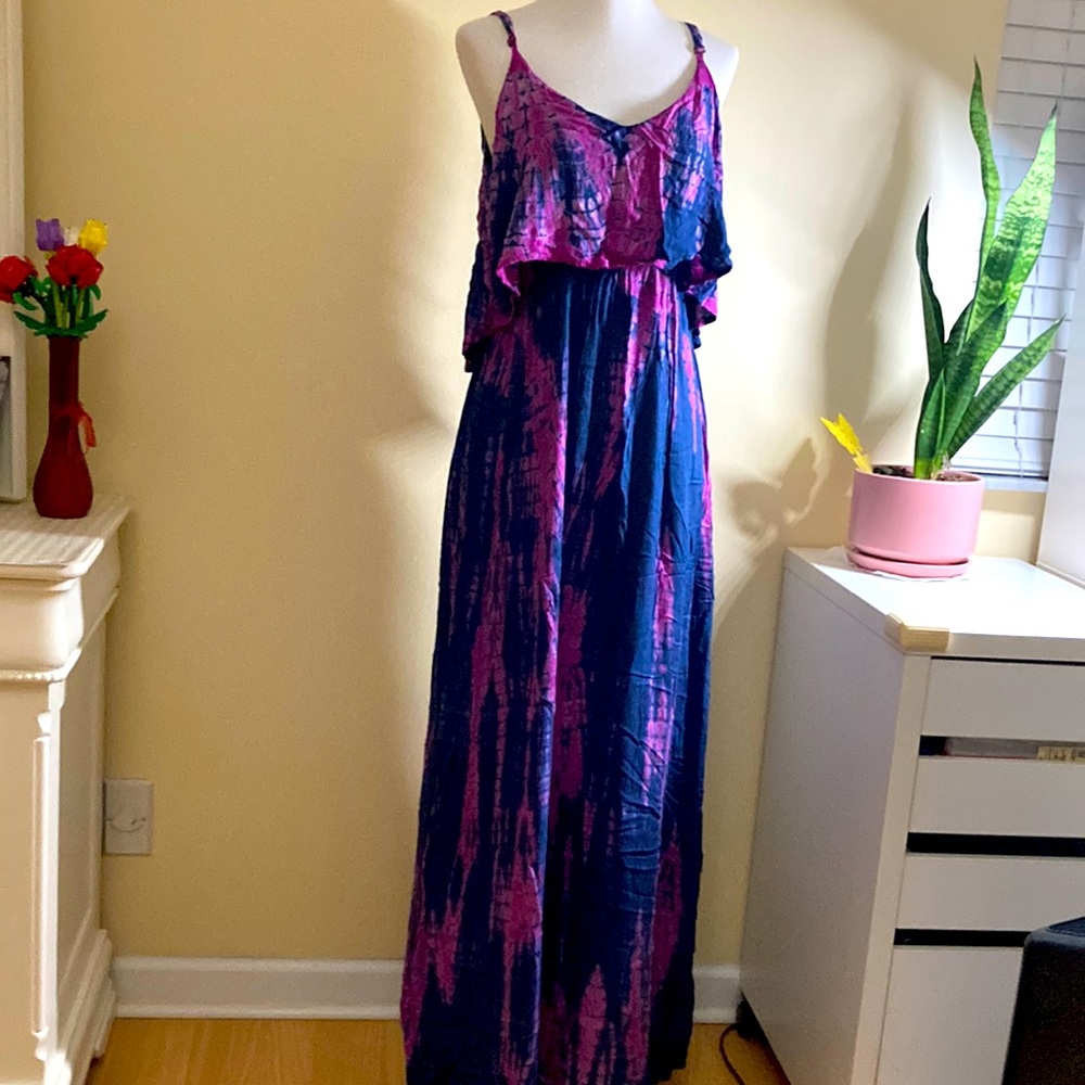 Purple and blue maxi beach dress